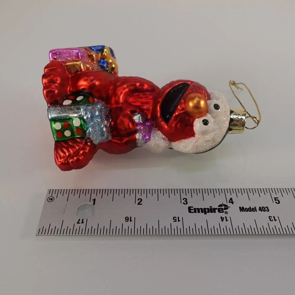 Kurt S. Adler Handmade Glass Ornament Elmo Sesame Street Christmas Hanging Red